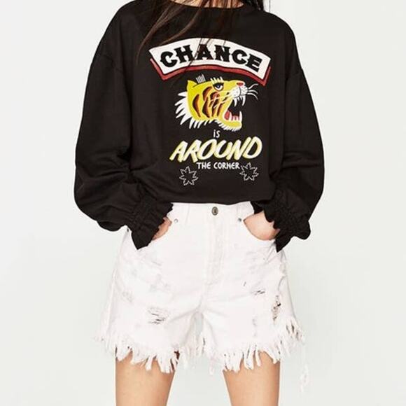 Zara Pants - Zara Mom Fit Shorts Distressed High Rise Denim Jean Shorts